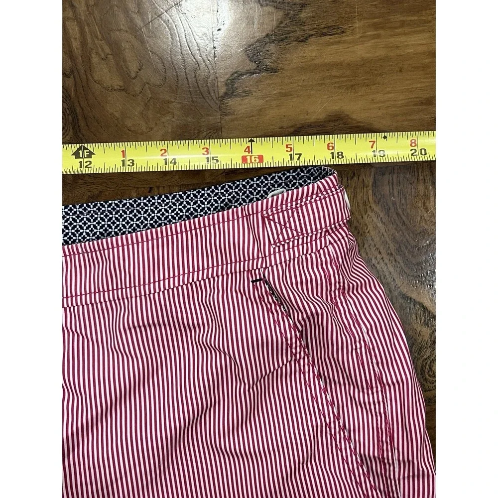 Ted Baker Swim Trunks Mens 5 XL Red White Seersucker Stripe Lobster Excellent
